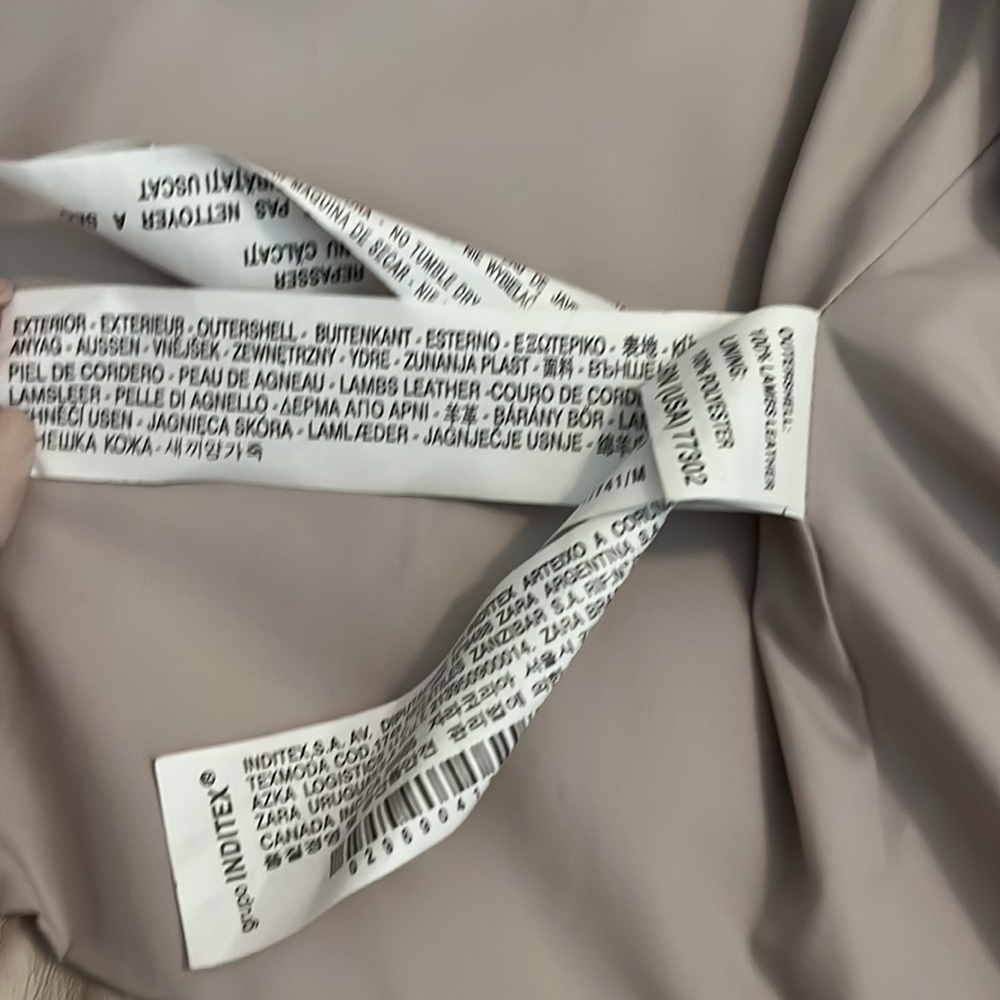 Zara Cream Studded Lambskin Moto Jacket EUC Size Medium - Picture 3 of 5